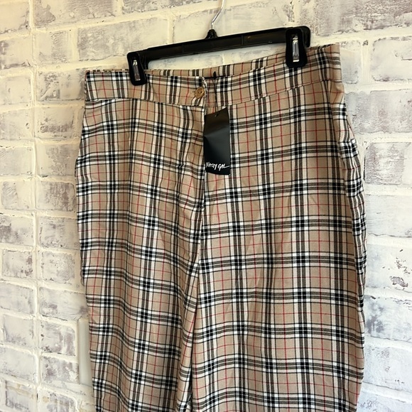 NWT NASTY GAL Check Plaid Tapered High Waisted Tapered Pants Women’s 12 - Picture 4 of 10